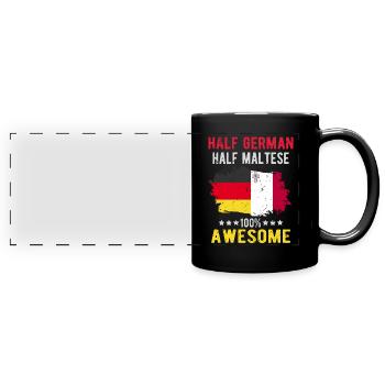 Halb Deutsch Halb Mateser - Panorama-Tasse farbig - Schwarz - Vorne