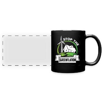 Stop Greenflation Inflation Green Energy - Full Colour Panoramic Mug - black - Front