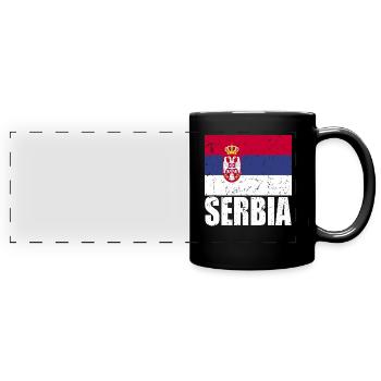 Drapeau de la Serbie - Mug panoramique uni - noir - Devant