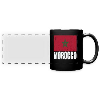 Marokko Fahne - Panorama-Tasse farbig - Schwarz - Vorne