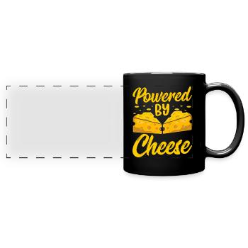 Angetrieben Von Käse Liebe Süß Liebhaber Sprüche - Panorama-Tasse farbig - Schwarz - Vorne