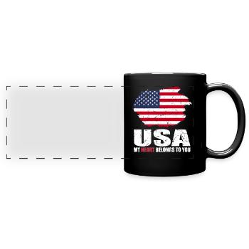Hirsch Fahne - Panorama-Tasse farbig - Schwarz - Vorne