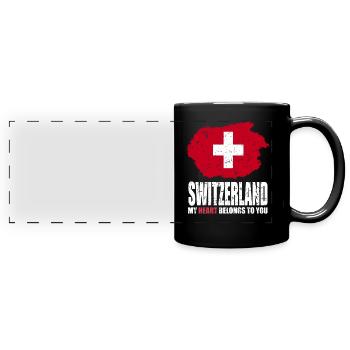 Drapeau de la Suisse - Mug panoramique uni - noir - Devant