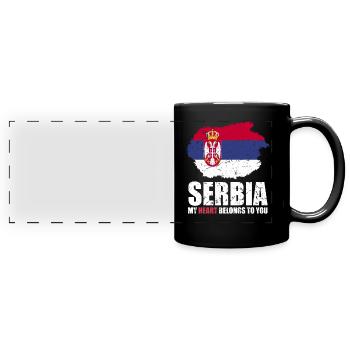 Drapeau de la Serbie - Mug panoramique uni - noir - Devant