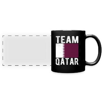 Qatar Flag - Full Colour Panoramic Mug - black - Front