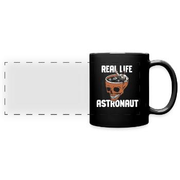 Real Life Astronaut Astronomie Weltraum Rakete - Panorama-Tasse farbig - Schwarz - Vorne