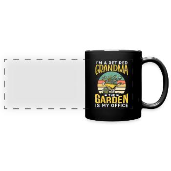 I am a retired grandmother grandma garden - Full Colour Panoramic Mug - black - Front