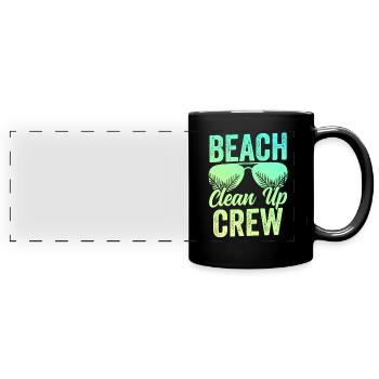 Équipe de nettoyage de plage Nettoyage de plage Plage - Mug panoramique uni - noir - Devant