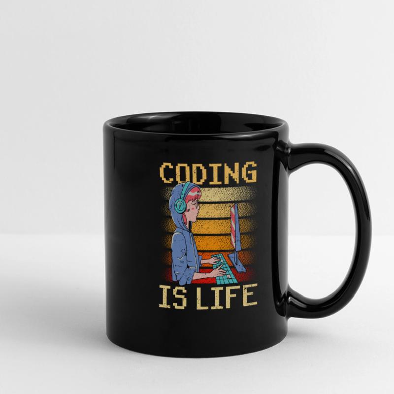 Coding Ist Leben Coder Code Programmierer Panorama-Tasse farbig