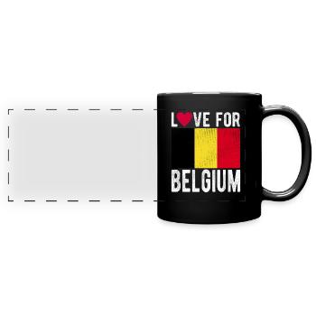 Belgien Fahne - Panorama-Tasse farbig - Schwarz - Vorne