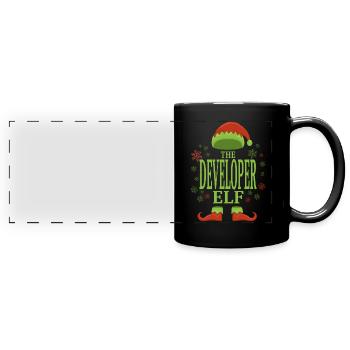 Développeur logiciel Christmas Elf - Mug panoramique uni - noir - Devant