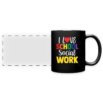 J’aime le travail social scolaire travailleurs sociaux de l’école - Mug panoramique uni - noir - Devant