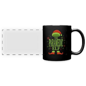 Ambulancier paramédical lutin de Noël - Mug panoramique uni - noir - Devant