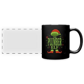Plombier elfe de Noël - Mug panoramique uni - noir - Devant