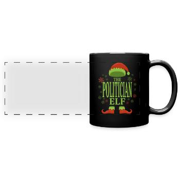 Politiker Weihnachtself - Panorama-Tasse farbig - Schwarz - Vorne