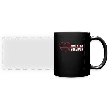 Überlebender Eines Herzinfarkts Herzinfarkt - Panorama-Tasse farbig - Schwarz - Vorne