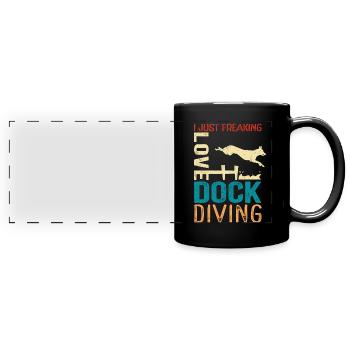 Dock Diving Dog Sports Gift - Full Colour Panoramic Mug - black - Front