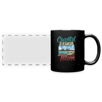 Nettoyage de la plage Équipe de nettoyage côtier de la plage - Mug panoramique uni - noir - Devant