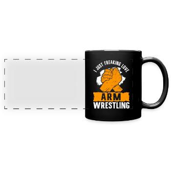 Arm Wrestling Armwrestling Armdrücken Geschenk - Panorama-Tasse farbig - Schwarz - Vorne