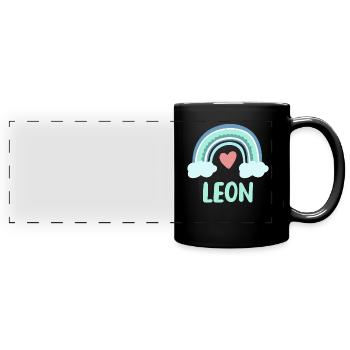 Leon Name Regenbogen Baby - Panorama-Tasse farbig - Schwarz - Vorne