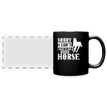 Ne puis-je pas avoir l’intention de monter avec mon cheval - Mug panoramique uni - noir - Devant