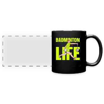 Badminton Leben Mama Mädchen Badmintonspieler - Panorama-Tasse farbig - Schwarz - Vorne