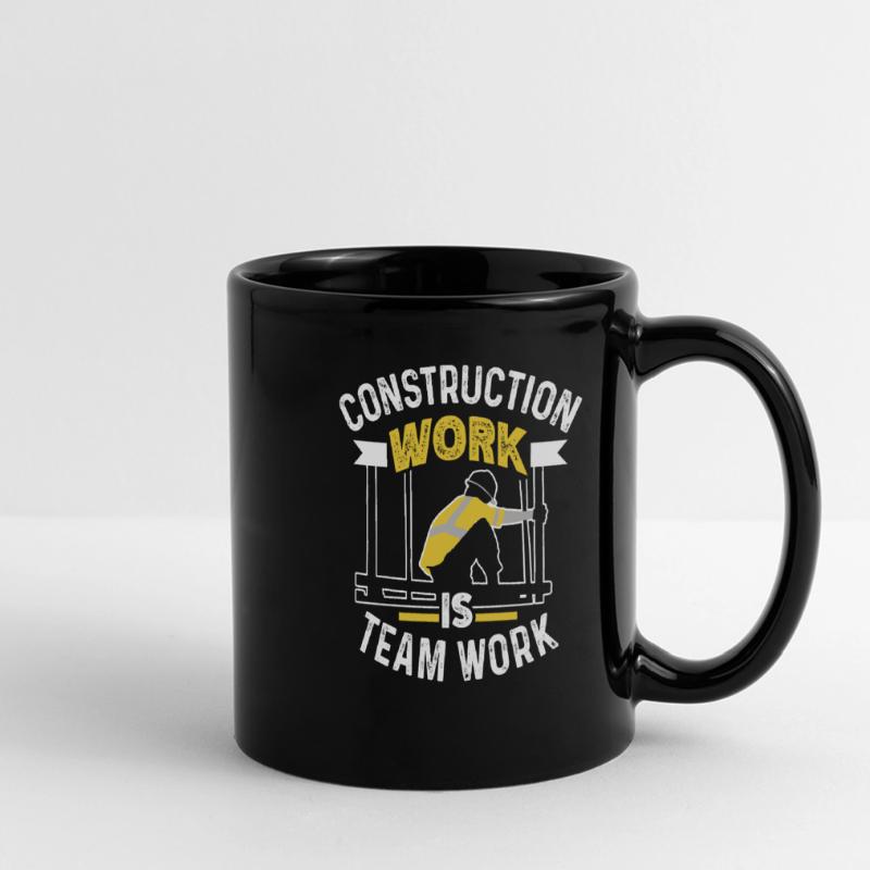 Construction work is teamwork Construction site teamwork Full Colour Panoramic Mug