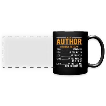 Author hourly wage - Full Colour Panoramic Mug - black - Front