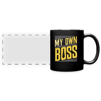 Mein Eigener Chef Freelancer Selbstständig - Panorama-Tasse farbig - Schwarz - Vorne