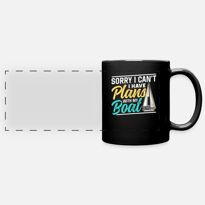Malheureusement, je ne peux pas avoir de plans avec mon bateau - Mug panoramique uni - noir