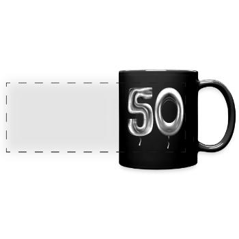 50. Geburtstag Ballons Geburtstagsballons 50 Jahre - Panorama-Tasse farbig - Schwarz - Vorne