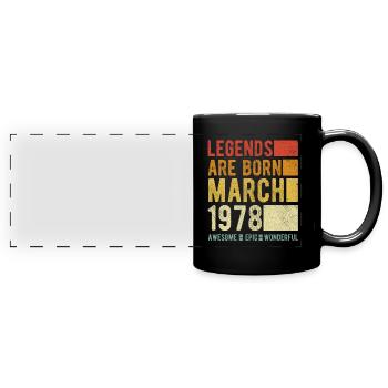 Geburtstag März 1978 - Panorama-Tasse farbig - Schwarz - Vorne