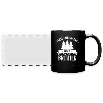 The first Christmas as brother pregnant family - Full Colour Panoramic Mug - black - Front