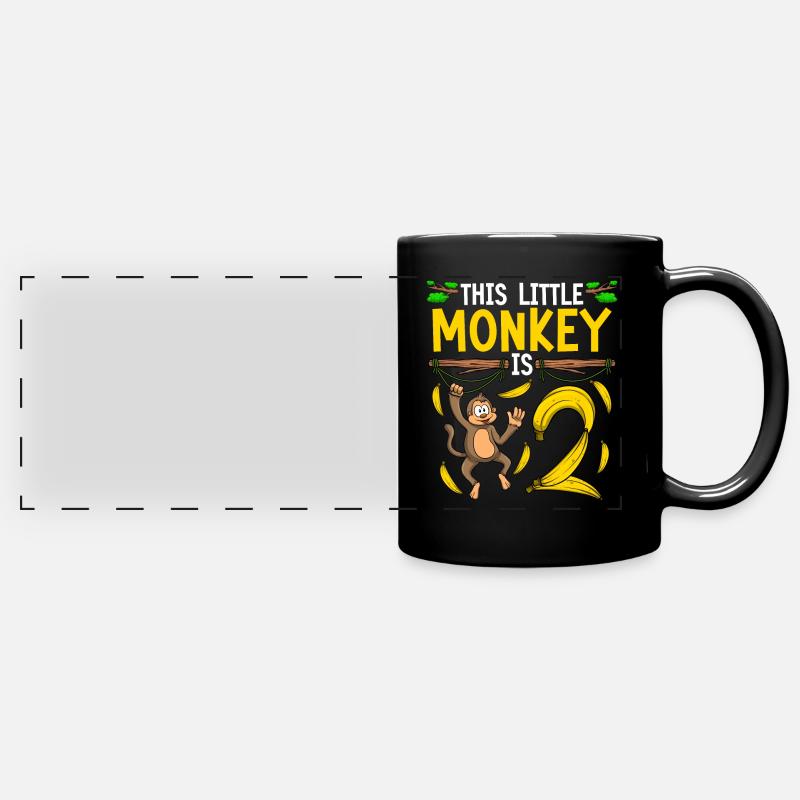 Monkey Birthday 2nd Monkey Theme Party Enfants - Mug panoramique uni - noir