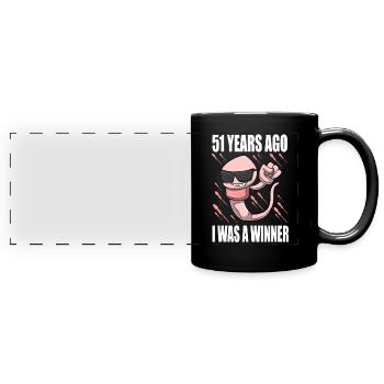 Mann Sperma Geburtstag 51 Jahre alt - Panorama-Tasse farbig - Schwarz - Vorne
