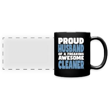 Fière épouse d’un sacré bon - Mug panoramique uni - noir - Devant