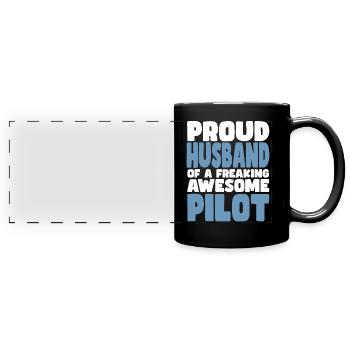 Fière épouse d’un sacré bon pilote - Mug panoramique uni - noir - Devant