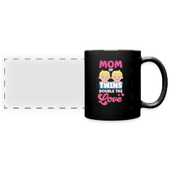 Mother of Twins Double Love Twin - Full Colour Panoramic Mug - black - Front