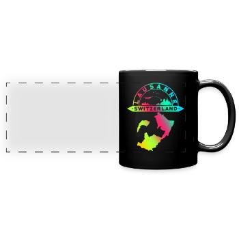 Lausanne Switzerland Souvenir - Full Colour Panoramic Mug - black - Front