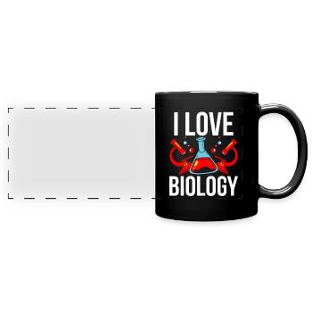 Jag älskar biologi biolog yrke - Färgad panoramamugg - svart - Fram