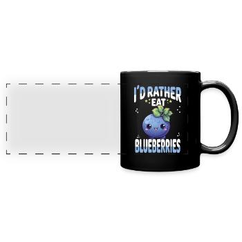 Blaubeere Kawaii - Panorama-Tasse farbig - Schwarz - Vorne