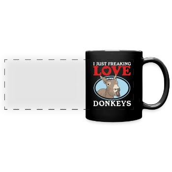 Esel Eselbesitzer Eselliebhaber Eselchen Geschenk - Panorama-Tasse farbig - Schwarz - Vorne
