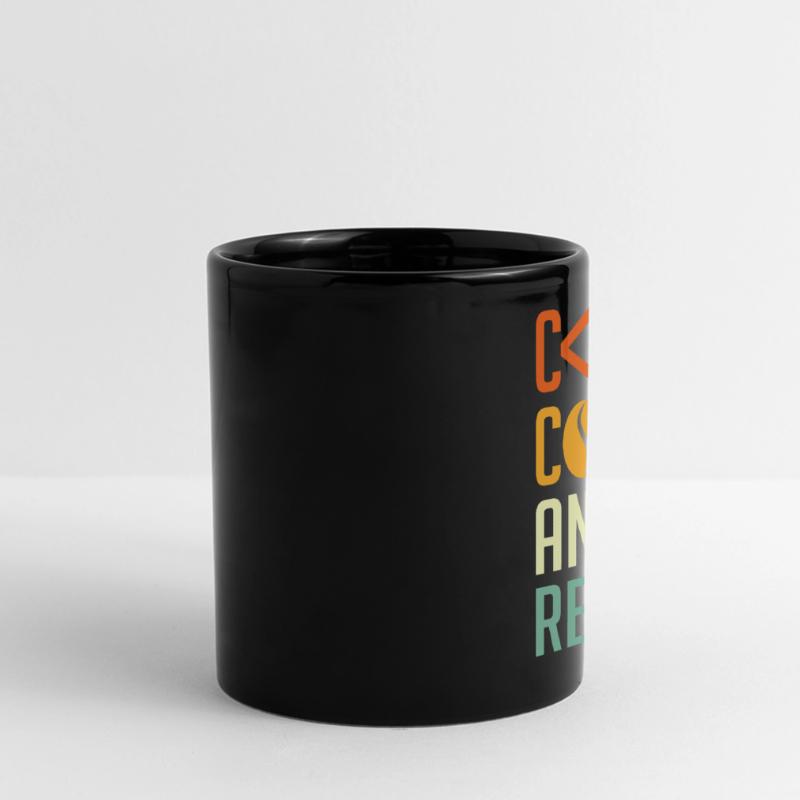 Codeur Spruch Code Café et Répéter Mug panoramique uni
