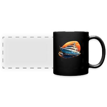 Yacht boat - Mug panoramique uni - noir - Devant