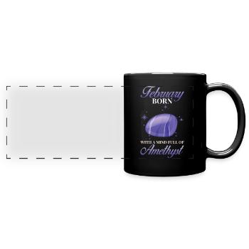 Birthstone February Amethyst - Full Colour Panoramic Mug - black - Front