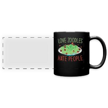 Zoodles Zucchini Pasta Saying - Full Colour Panoramic Mug - black - Front