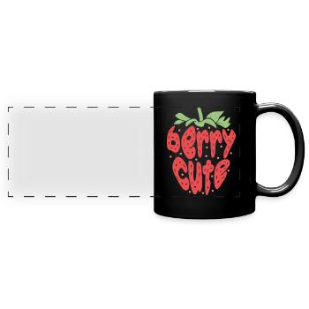 Frucht Fruitarian Erdbeere Beere - Panorama-Tasse farbig - Schwarz - Vorne