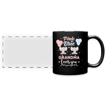 Rosa oder blauer Oma Elefant - Panorama-Tasse farbig - Schwarz - Vorne
