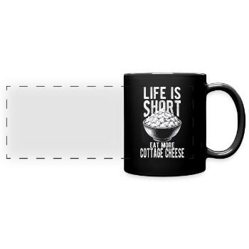 Amateur de fromage cottage - Mug panoramique uni - noir - Devant