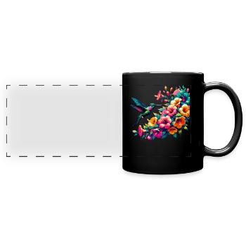 Colibri et Hibiscus fleur Art - Mug panoramique uni - noir - Devant